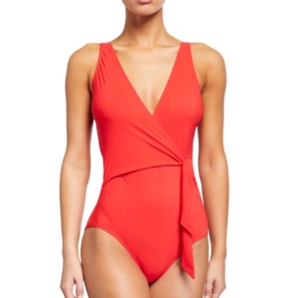 Tory Burch Side-Tie One-Piece Swimsuit – Poppy Red – Size Small – NWT